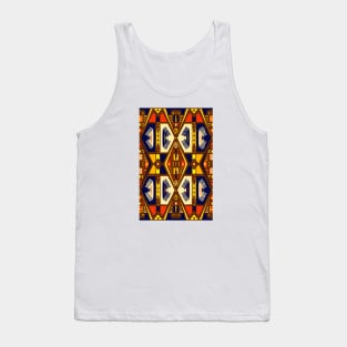 Manjak African Wax Textile Tribal Mudcloth Symmetrical Boho Pattern Tank Top